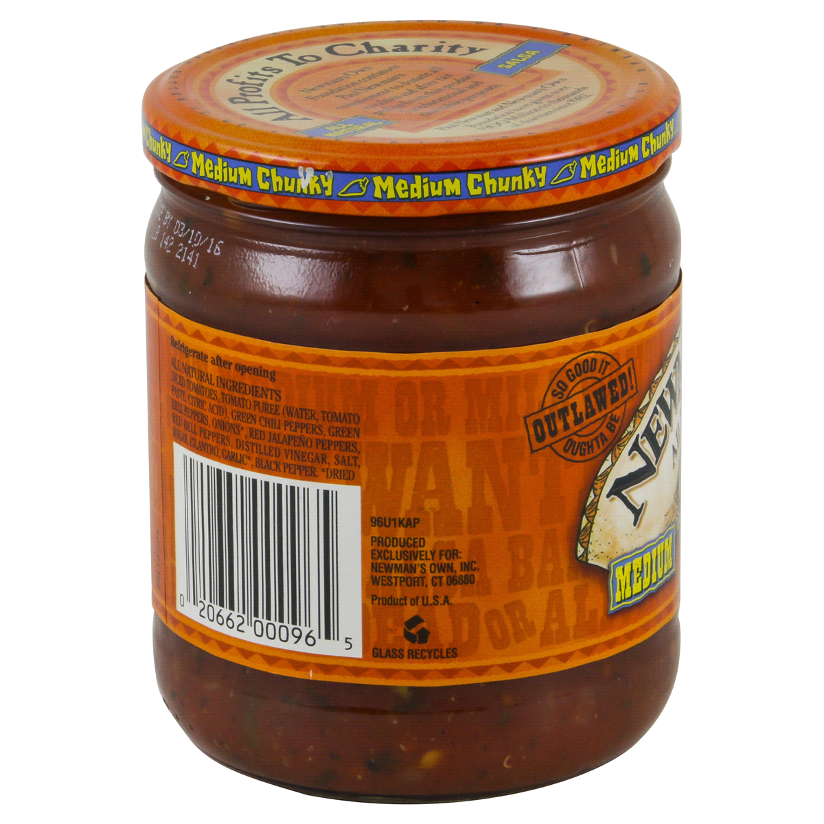 slide 4 of 4, Newman's Own Chunky Medium Salsa 16 oz, 16 oz