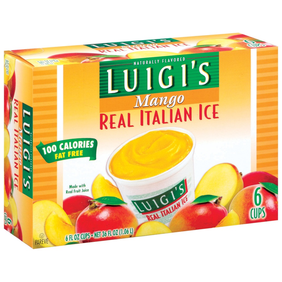 slide 2 of 3, Luigi's Mango Real Italian Ice 6 - 6 fl oz Cups, 36 oz