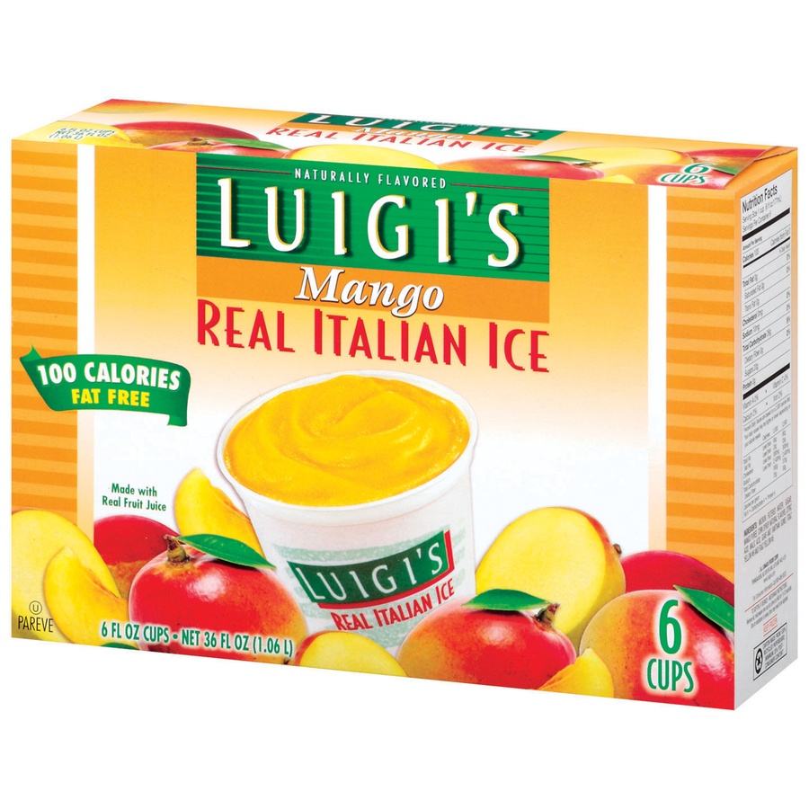 slide 3 of 3, Luigi's Mango Real Italian Ice 6 - 6 fl oz Cups, 36 oz