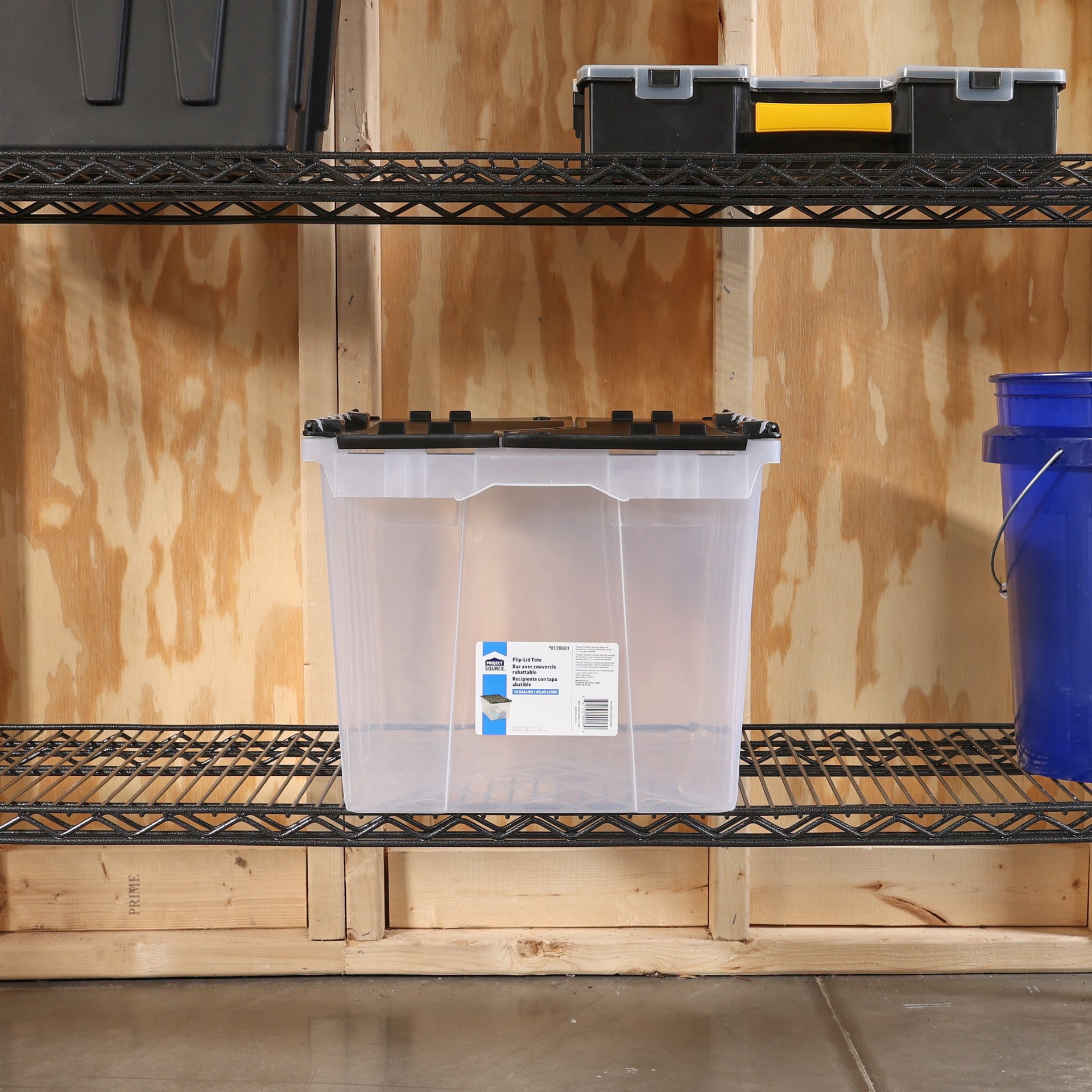 slide 2 of 6, Project Source Commander Medium 12 -Gallons ( 48 -Quarts ) Clear Heavy Duty Stackable Tote Flip, 1 ct