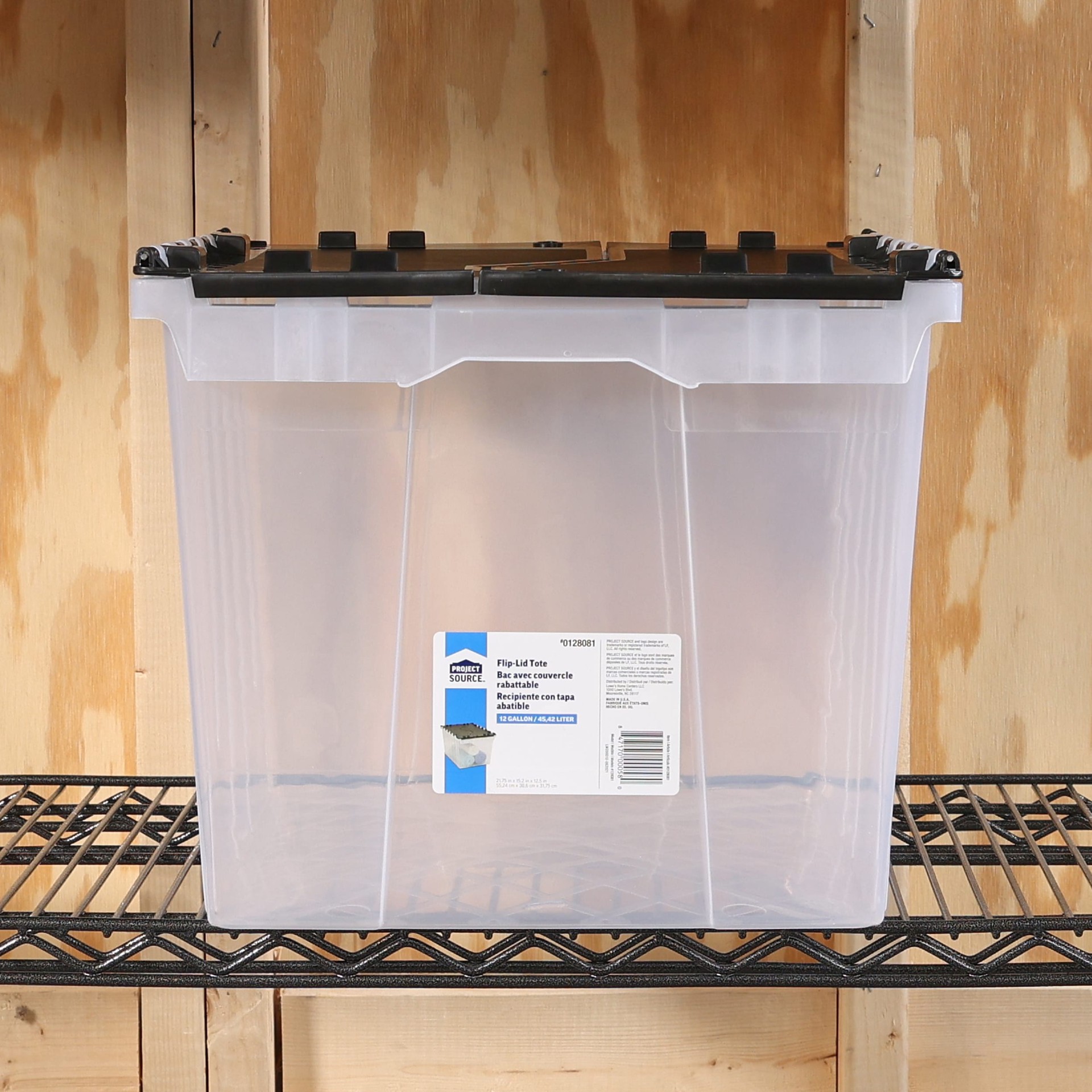 slide 3 of 6, Project Source Commander Medium 12 -Gallons ( 48 -Quarts ) Clear Heavy Duty Stackable Tote Flip, 1 ct
