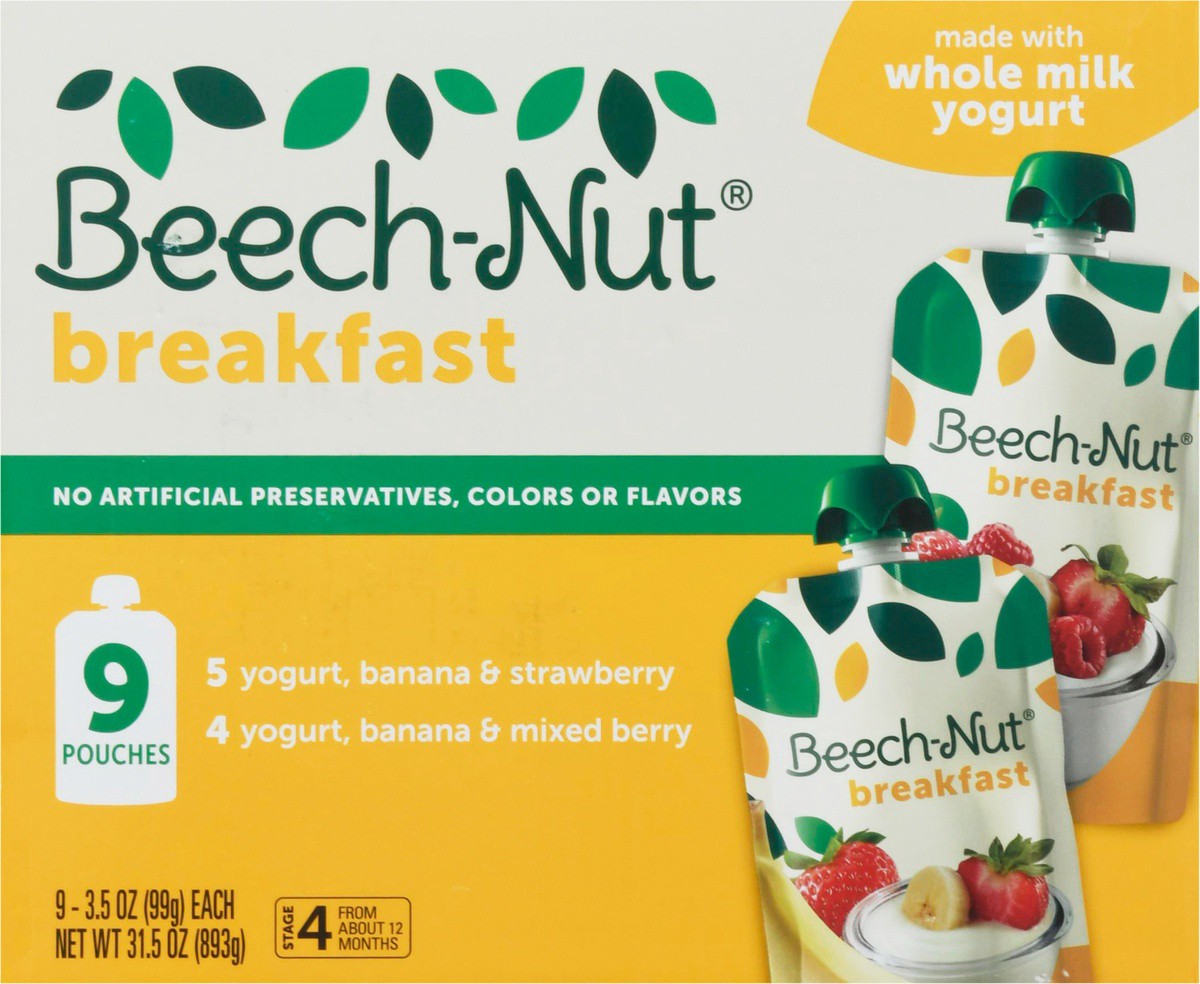 slide 4 of 9, Beech-Nut Toddler Stage 4 Breakfast Yogurt, Banana & Strawberry/Yogurt, Banana & Mixed Berry 9 - 3.5 oz Each, 9 ct