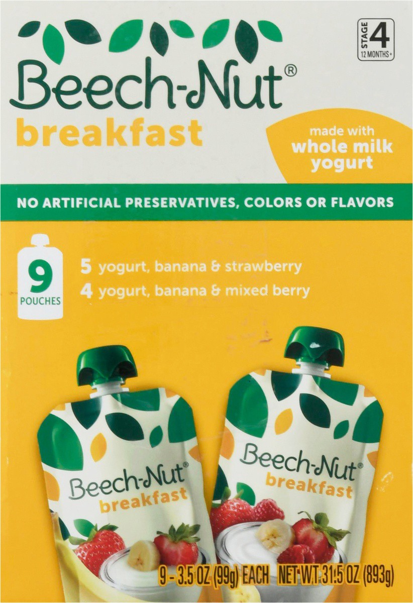 slide 6 of 9, Beech-Nut Toddler Stage 4 Breakfast Yogurt, Banana & Strawberry/Yogurt, Banana & Mixed Berry 9 - 3.5 oz Each, 9 ct