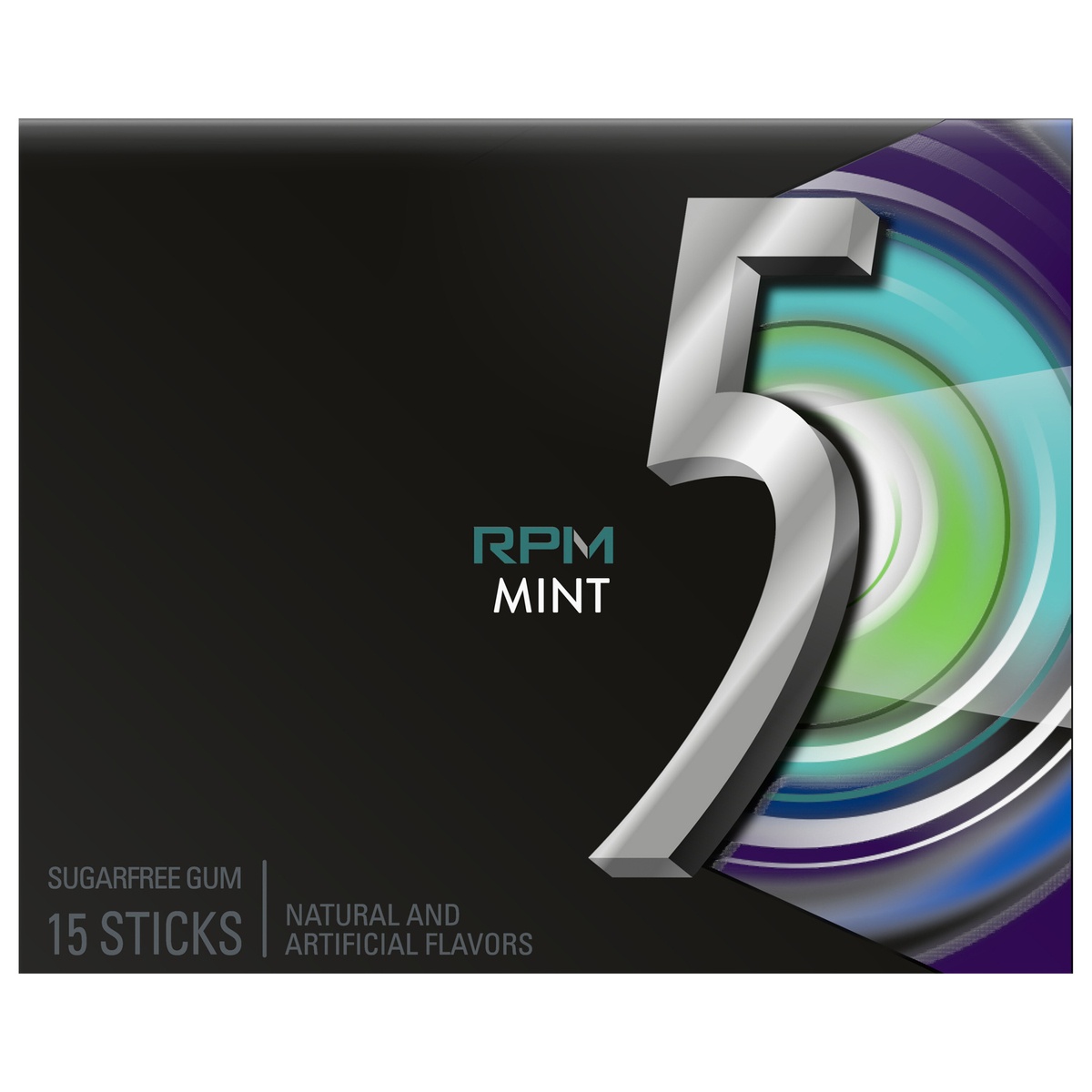 slide 1 of 1, 5 Gum RPM Mint Sugarfree Gum, single pack, 15 ct