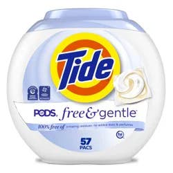 Tide PODS Free & Gentle laundry detergent, 57 ct, Trusted, gentle laundry detergent pods, 100% free of irritating residues: no added dyes and perfumes