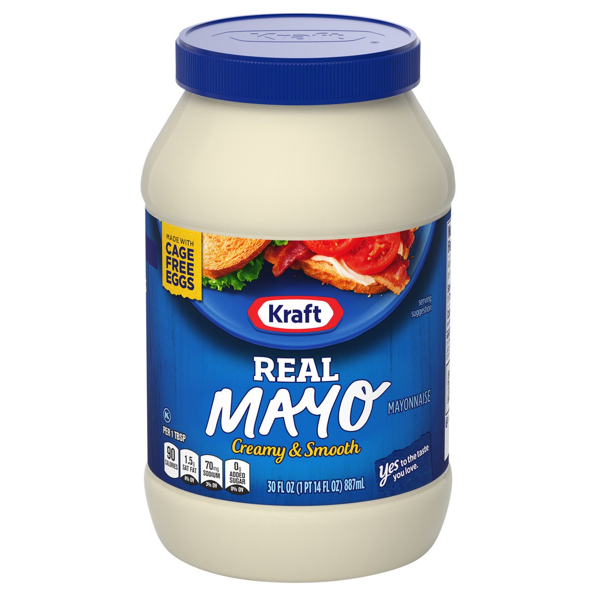 slide 1 of 5, Kraft Real Mayo Creamy & Smooth Mayonnaise | Classic Spreadable Condiment for Sandwiches | Salads and Dips, Made with Cage-Free Eggs | for a Keto and Low Carb Lifestyle | 30 fl oz Jar, 30 fl oz