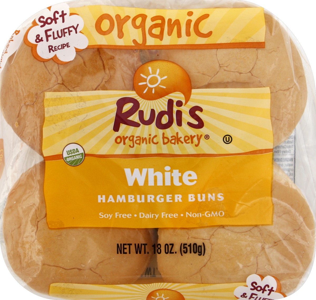 slide 2 of 6, Rudi's Bakery Buns Hamburger White Organic, 18 oz