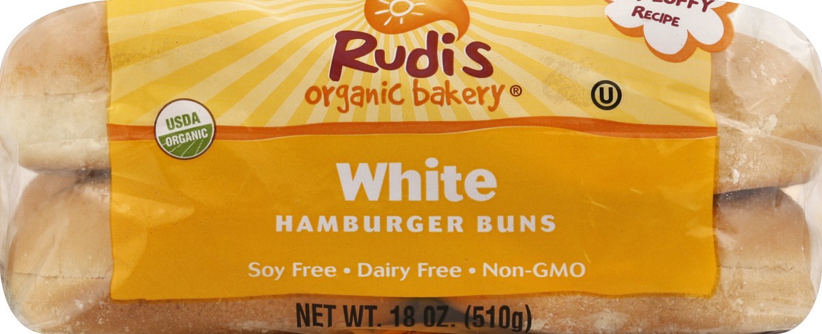 slide 5 of 6, Rudi's Bakery Buns Hamburger White Organic, 18 oz