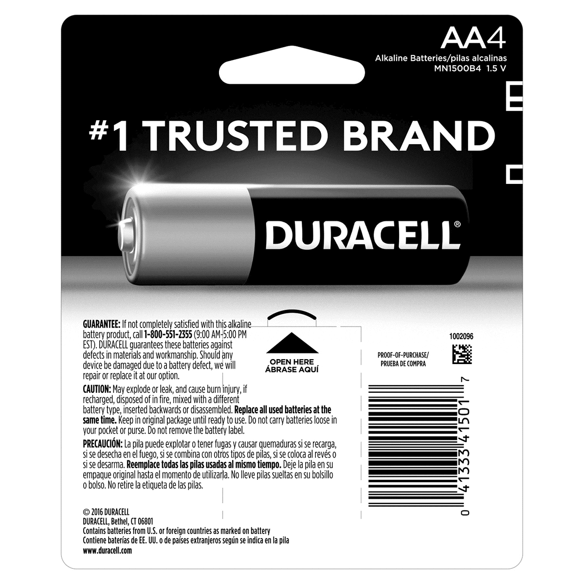 slide 2 of 2, Duracell CopperTop AA Alkaline Batteries, 4 ct