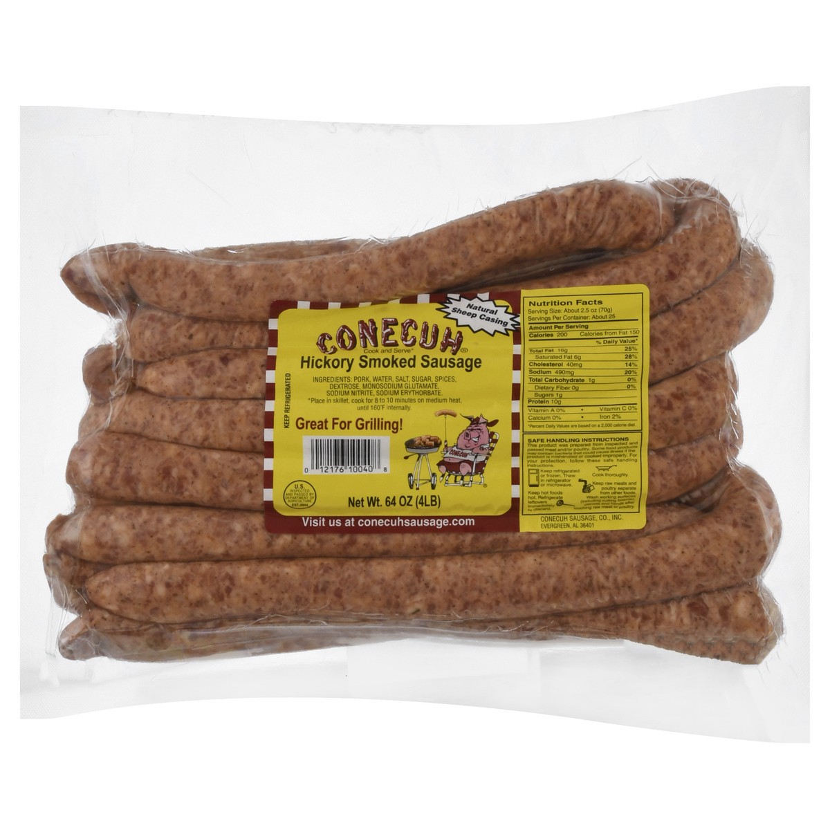 slide 1 of 10, Conecuh Hickory Smoked Sausage, 4 lb