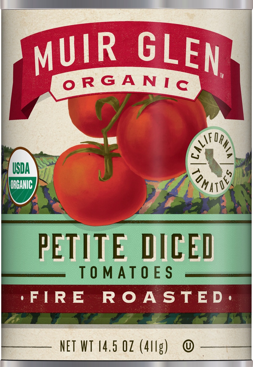 slide 5 of 10, Muir Glen Petite Diced Tomatoes, Fire Roasted, 14.5 oz., 14.5 oz