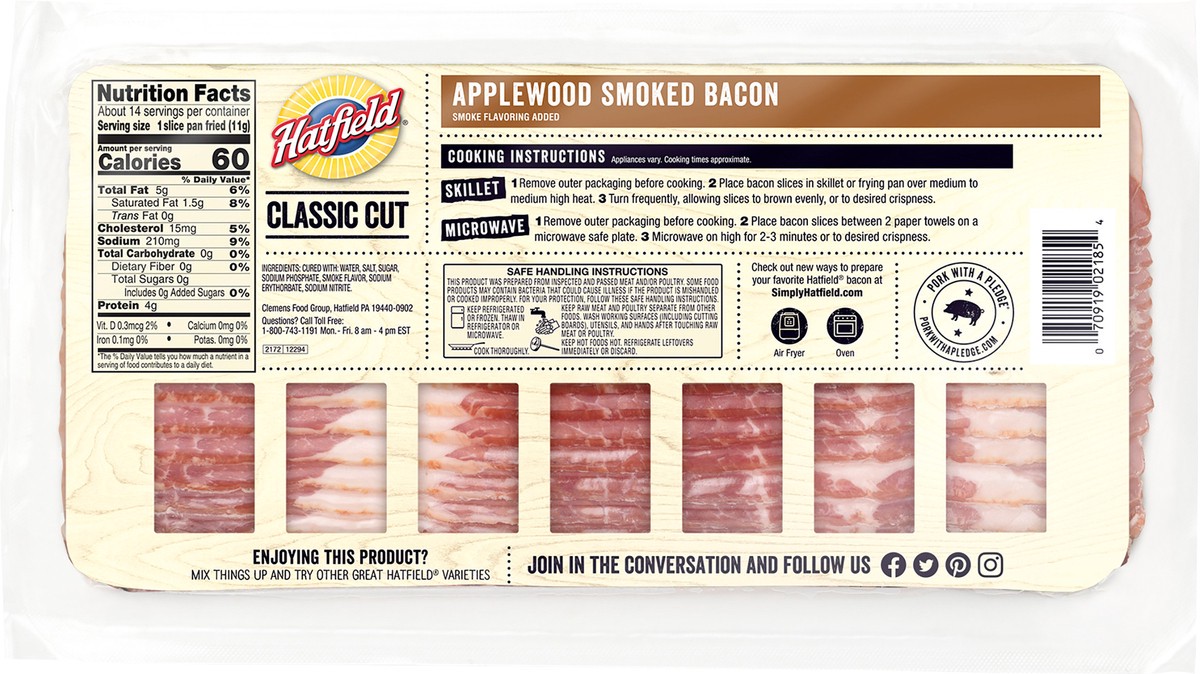 slide 3 of 3, Hatfield Bacon Applewood Smoked 16 OZ Vacuum Packed, 16 oz