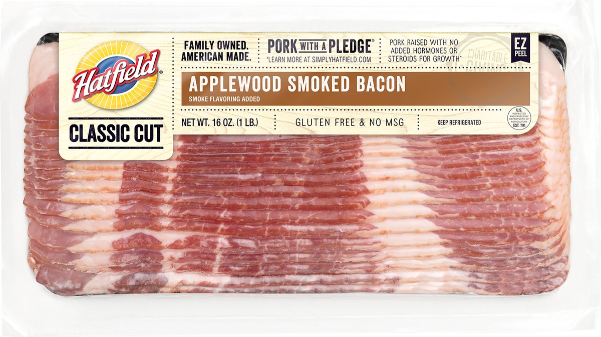 slide 2 of 3, Hatfield Bacon Applewood Smoked 16 OZ Vacuum Packed, 16 oz