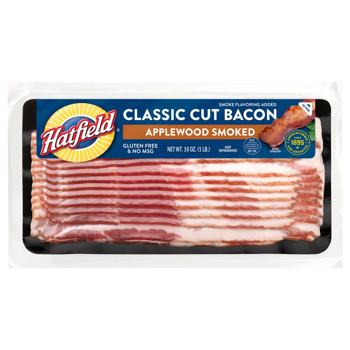 slide 1 of 3, Hatfield Applewood Smoked Bacon, Classic Cut, 16 oz