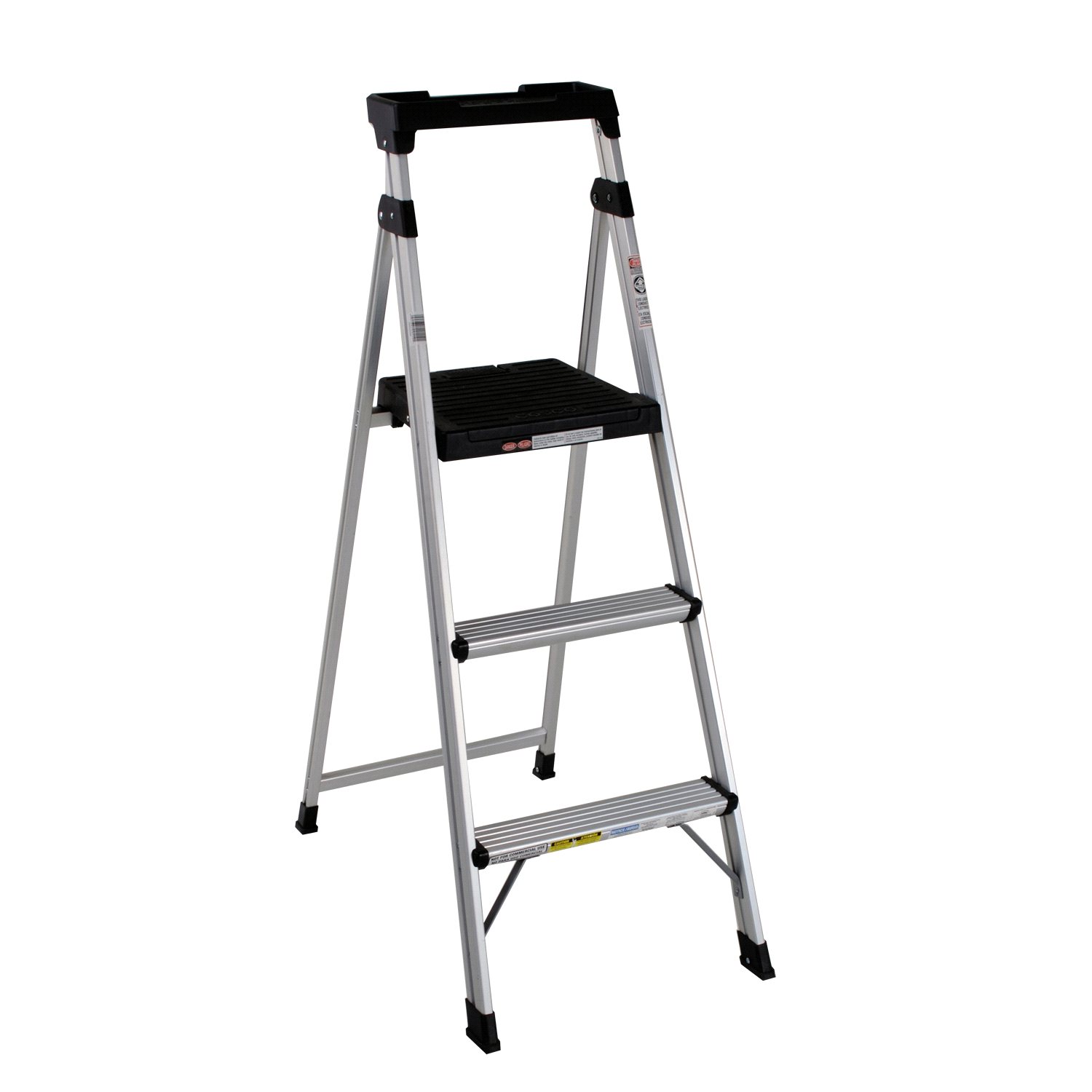 slide 1 of 2, Cosco Lite Solutions 3-Step Folding Step Ladder - Aluminum/Black, 5 ft