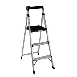 Cosco Lite Solutions 3-Step Folding Step Ladder - Aluminum/Black