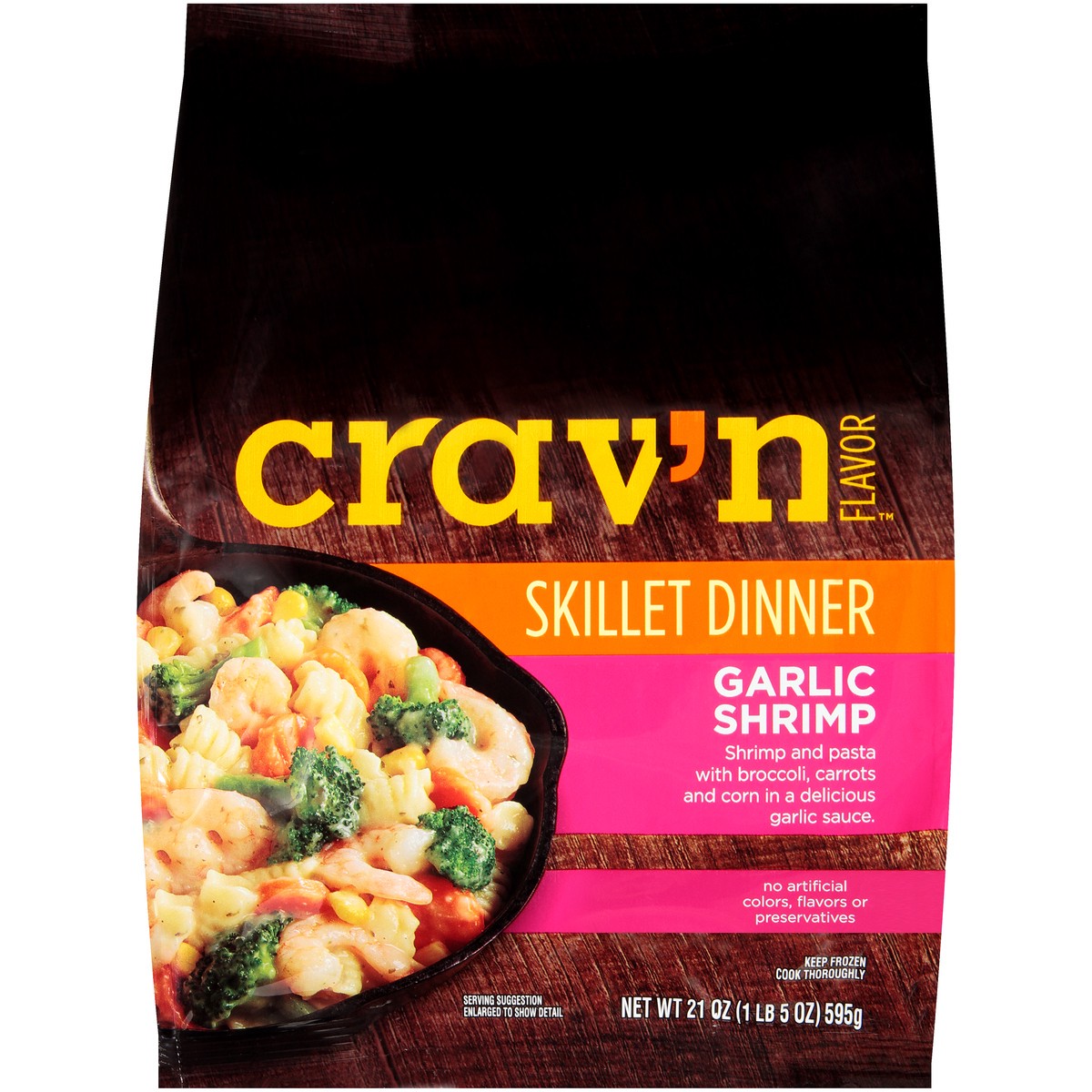 slide 1 of 10, Crav'n Flavor Garlic Shrimp Skillet Dinner, 21 oz