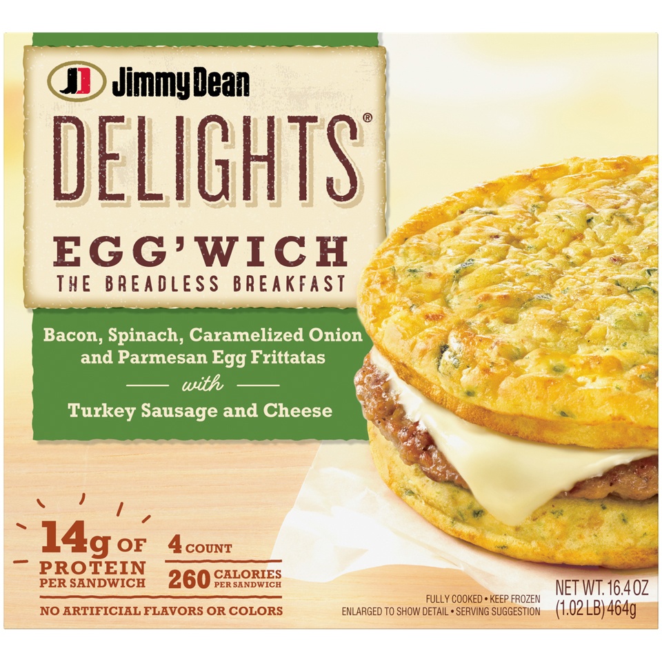 slide 5 of 6, Jimmy Dean Delights Bacon Spinach Caramelized Onion And Parmesan Egg Frittata Egg'Wich, 16.4 oz