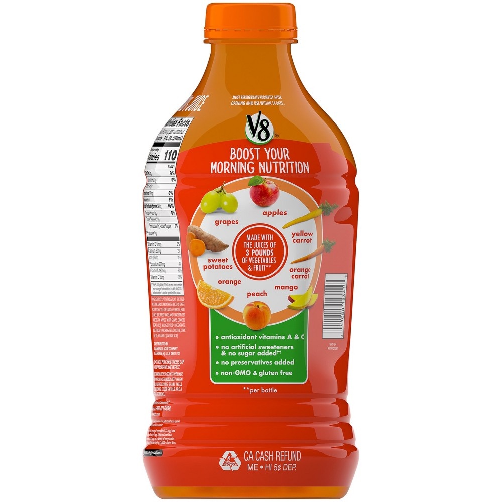 slide 3 of 7, V8 Blends 100% Juice Peach Mango Juice, 46 fl oz Bottle, 46 oz