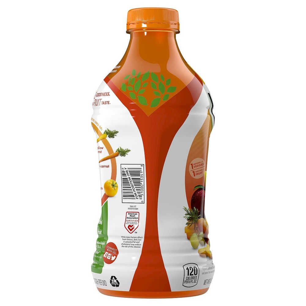 slide 4 of 7, V8 Peach Mango 100% Fruit and Vegetable Juice, 46 fl oz