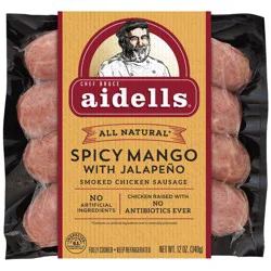 Aidells Smoked Chicken Sausage, Spicy Mango with Jalapeño, 12 oz. (4 Fully Cooked Links)