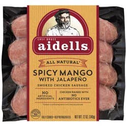 Aidells Smoked Chicken Sausage, Spicy Mango with Jalapeño, 12 oz. (4 Fully Cooked Links)