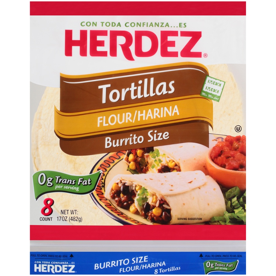 slide 1 of 1, Herdez Burrito Size Tortilla Flour, 8 ct; 2.125 oz