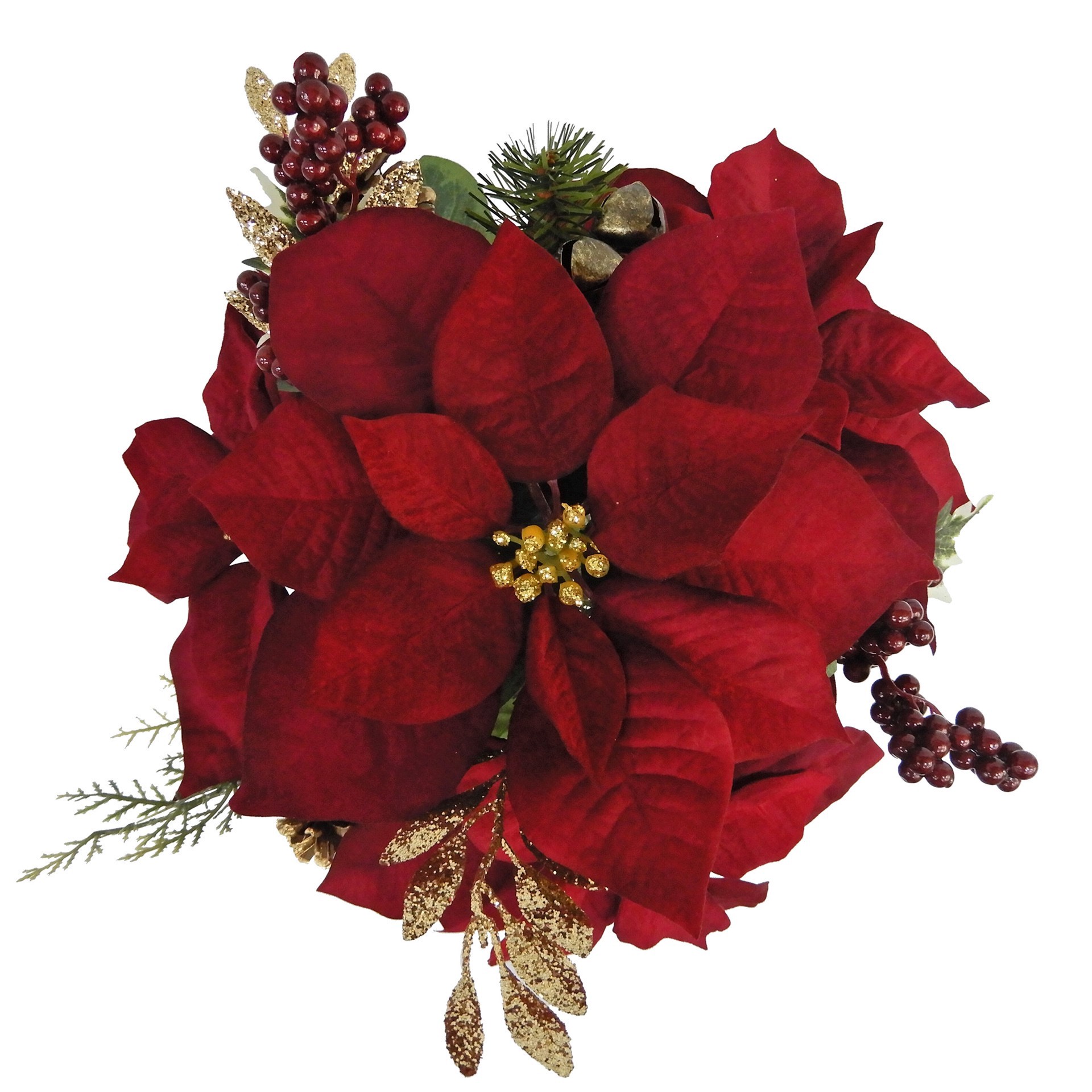 slide 2 of 3, 17" Burgundy Poinsettia, Pine & Berry Deluxe Bush By Ashland, 11 in x 11 in x 17 in