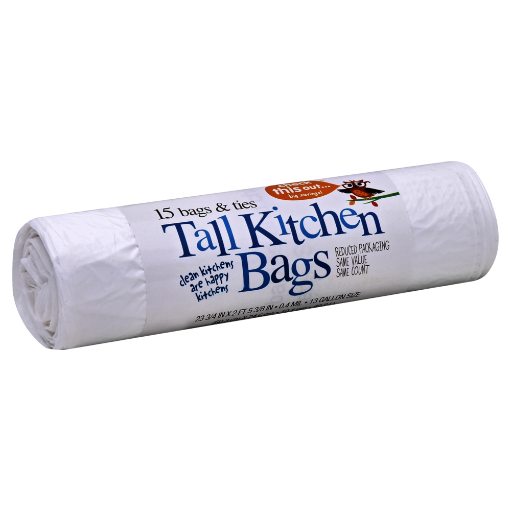 slide 1 of 1, Check This Out... Tall Kitchen Bags 13 Gallon, 15 ct