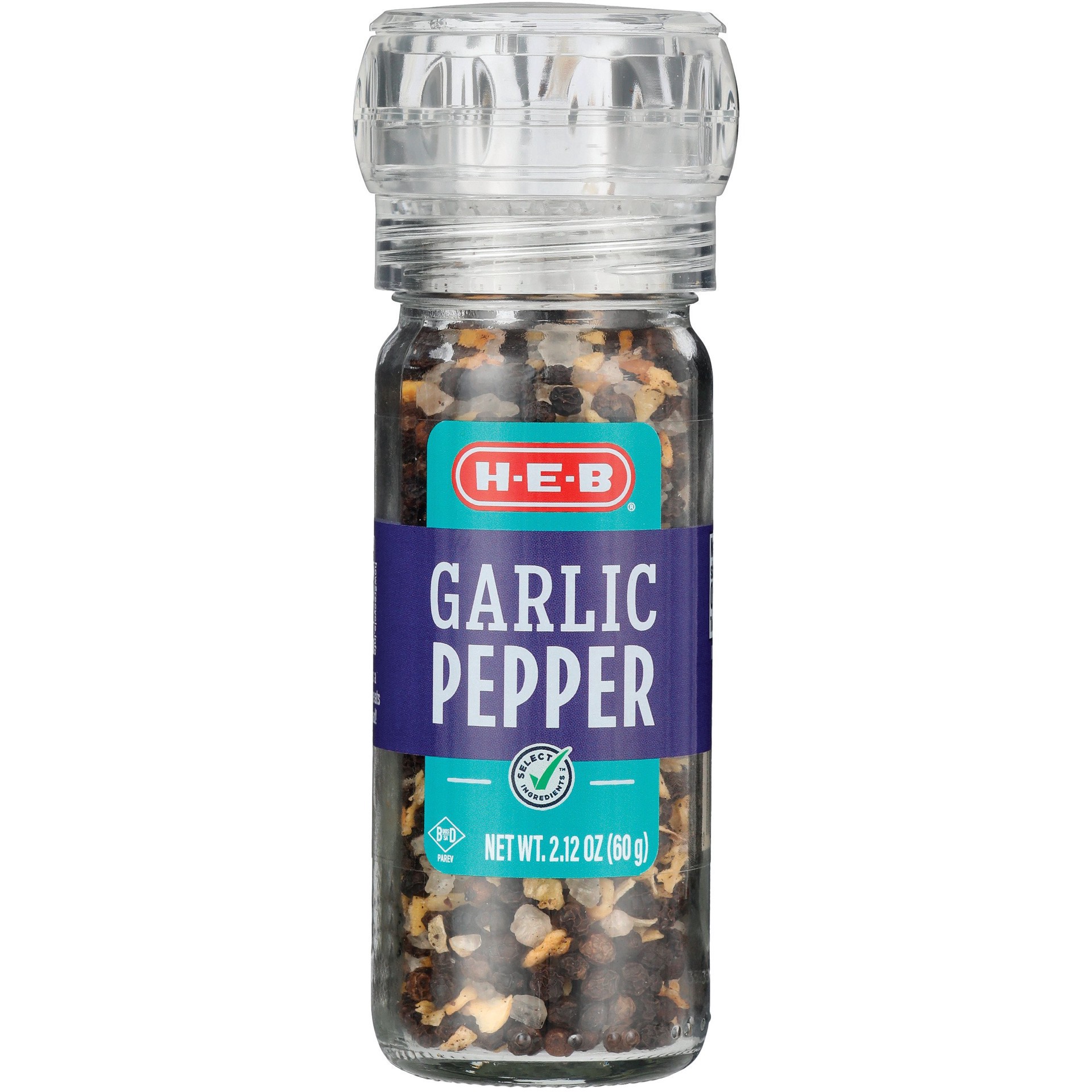 slide 1 of 1, H-E-B Garlic Pepper With Grinder, 2.12 oz