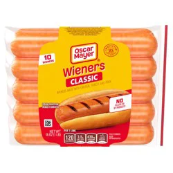 Oscar Mayer Classic Wieners Hot Dogs, 10 Ct Pack