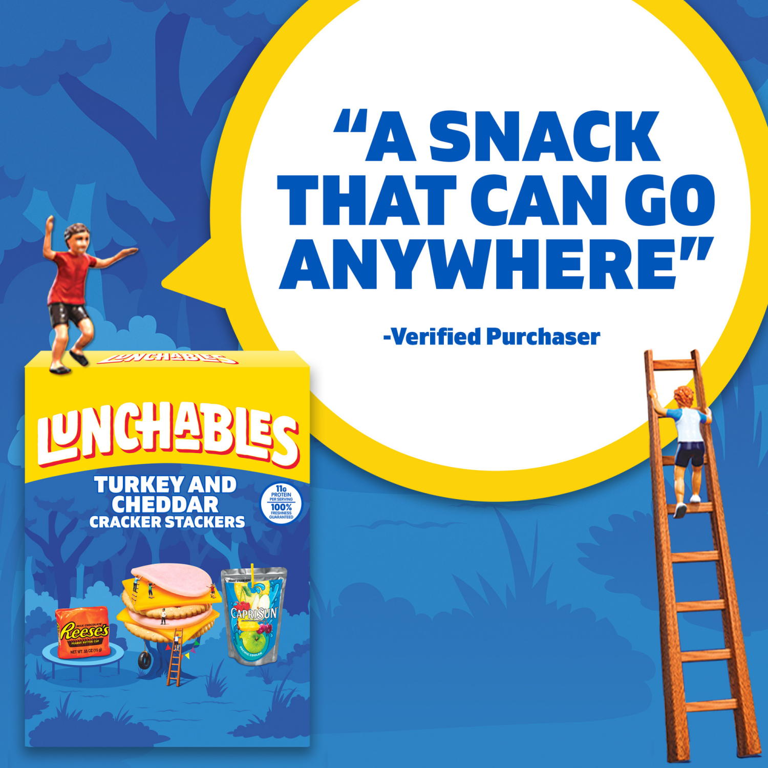 slide 4 of 8, Lunchables Turkey and Cheddar Cracker Stackers with Reese's Peanut Butter Cup and Capri Sun Pacific Cooler Fun Pack, 8.9 oz Box, 1 ct