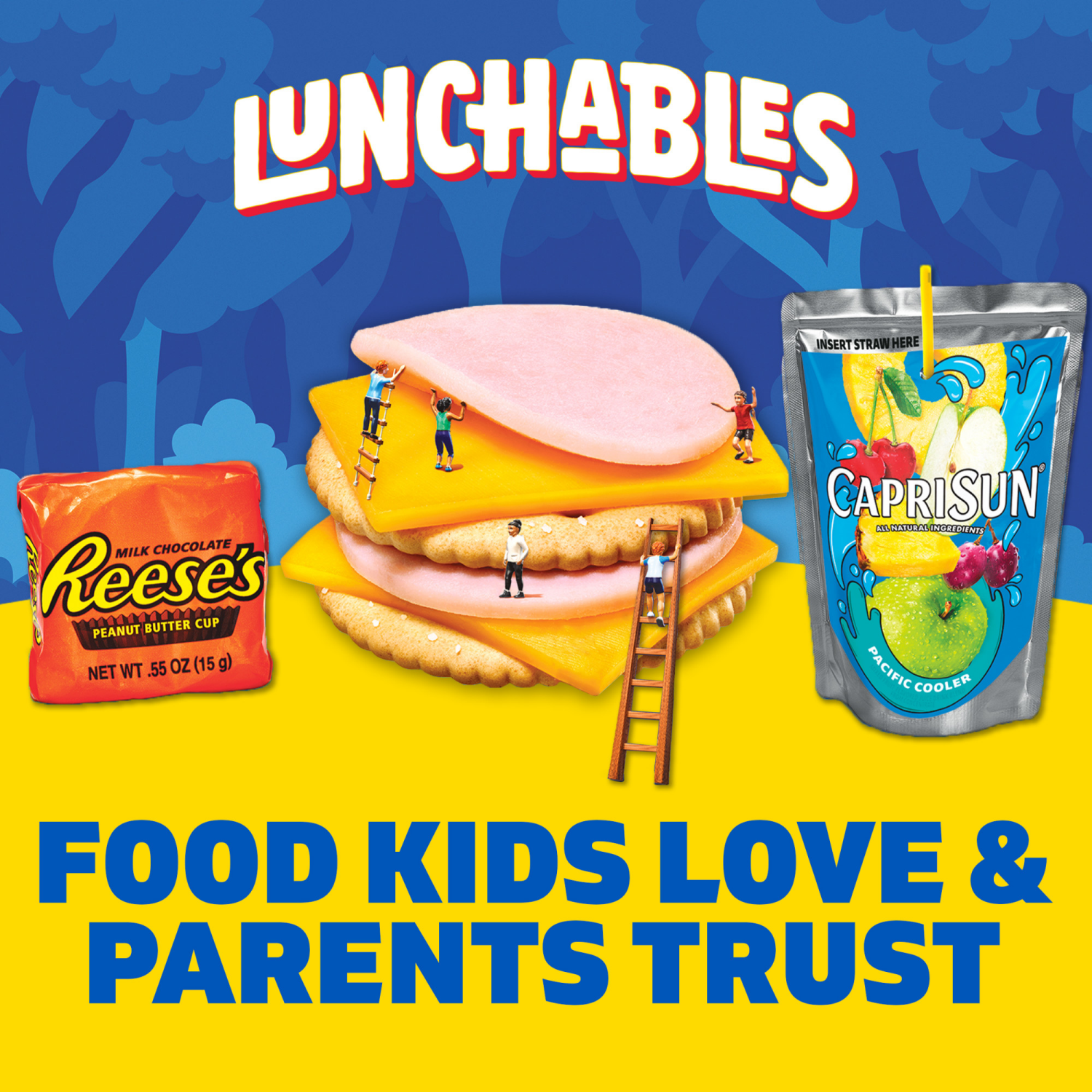 slide 7 of 8, Lunchables Turkey and Cheddar Cracker Stackers with Reese's Peanut Butter Cup and Capri Sun Pacific Cooler Fun Pack, 8.9 oz Box, 1 ct