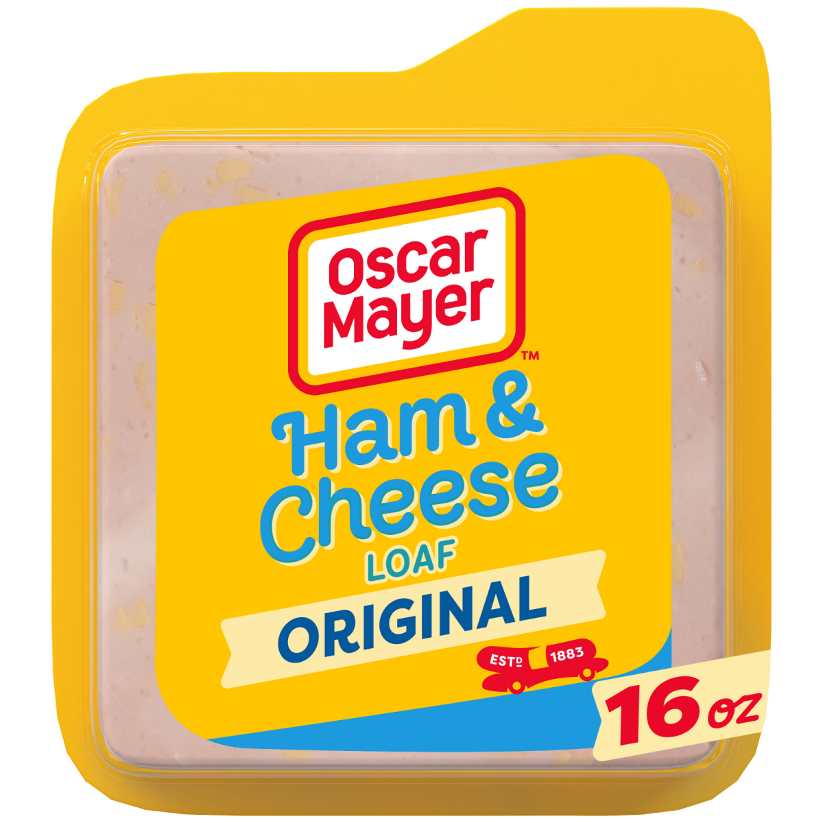 slide 1 of 29, Oscar Mayer Ham & Cheese Meat Loaf Sliced Deli Sandwich Lunch Meat with Real Kraft Cheese 16 oz Pack, 16 oz