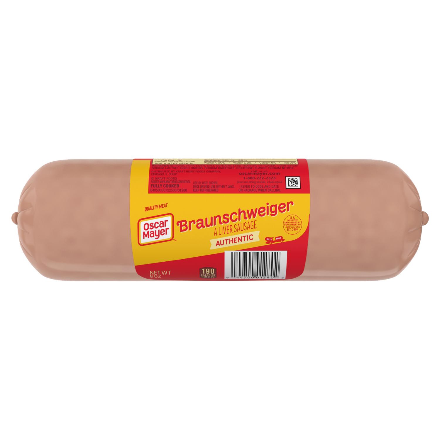 slide 1 of 8, Oscar Mayer Braunschweiger Liver Sausage, 8 Oz. Pack, 8 oz