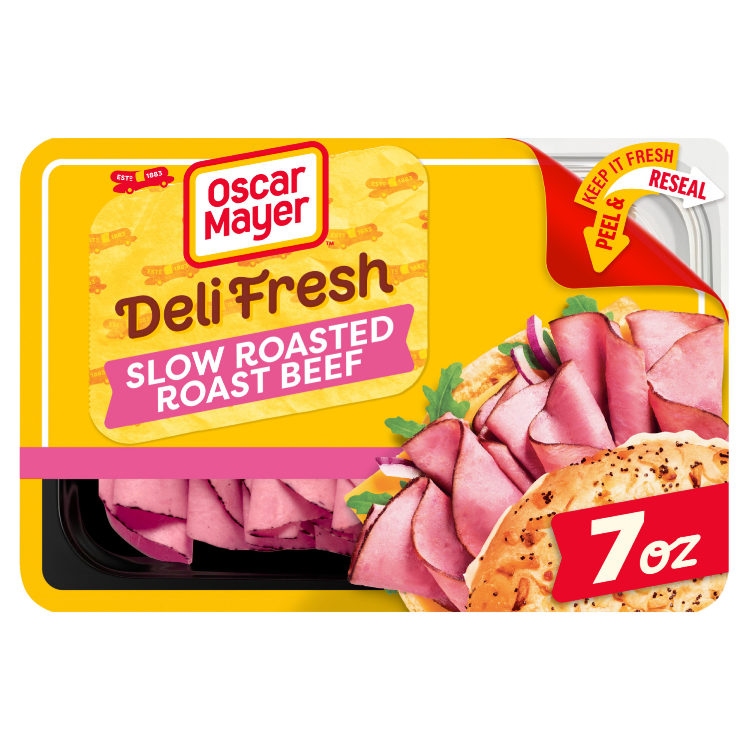 slide 1 of 8, Oscar Mayer Deli Fresh Slow Roasted Roast Beef Deli Lunch Meat, 7 oz Package, 7 oz