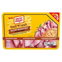 One 7 Oz Tray Of Oscar Mayer Deli Fresh Slow Roasted Roast Beef , Contains Up To 20% Of A Flavoring Solution, Browned With Caramel Color, Sliced Lunch Meat