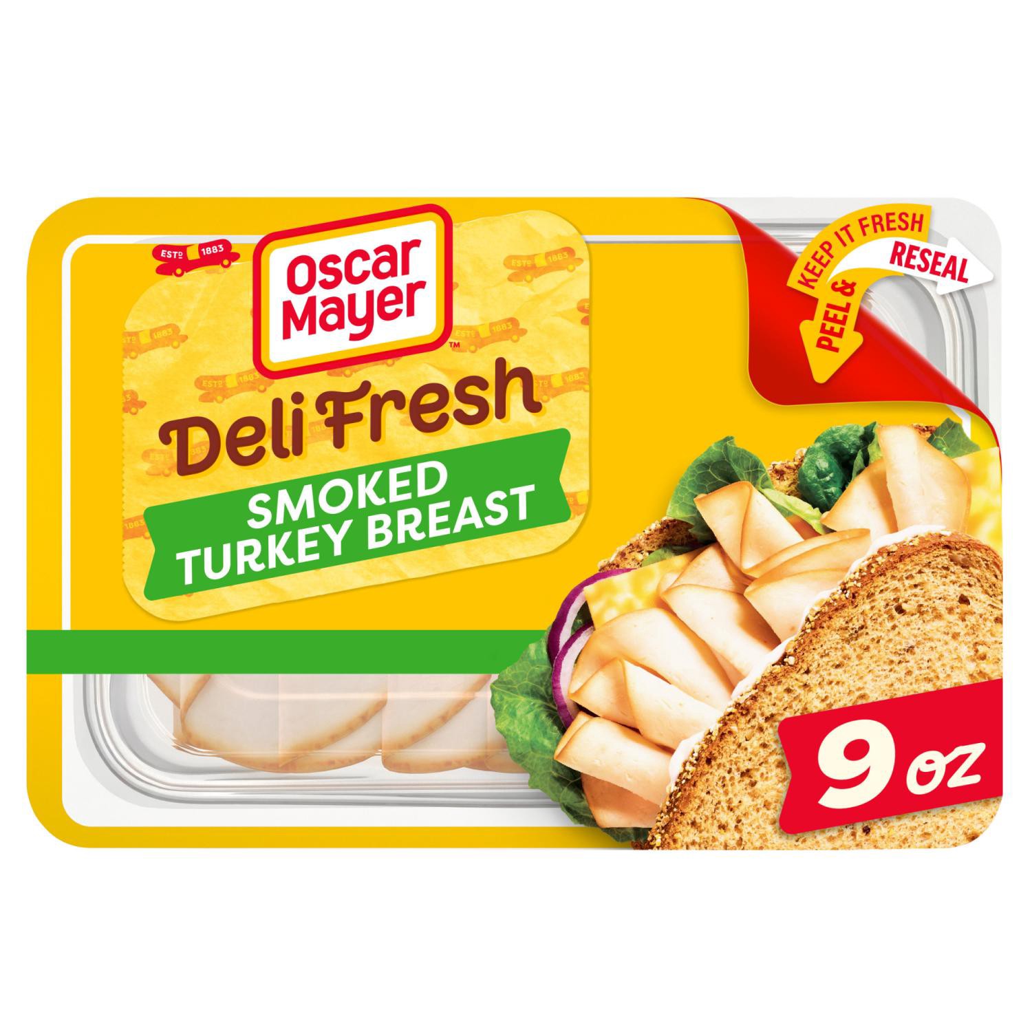 slide 1 of 8, Oscar Mayer Deli Fresh Smoked Turkey Breast Sliced Sandwich Lunch Meat 9 Oz Tray, 9 oz