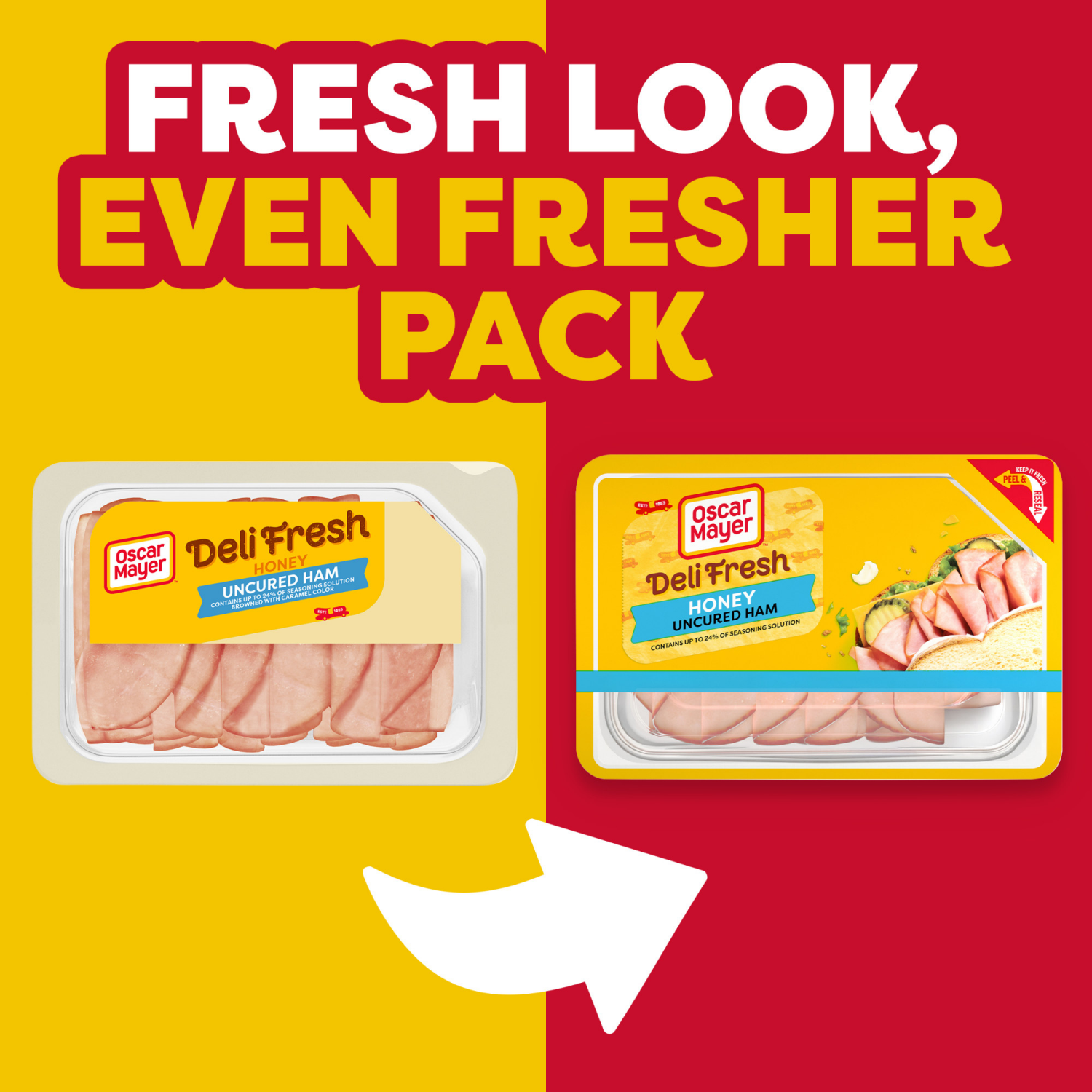 slide 6 of 8, Oscar Mayer Deli Fresh Honey Uncured Sliced Ham Deli Lunch Meat, 9 oz Package, 9 oz