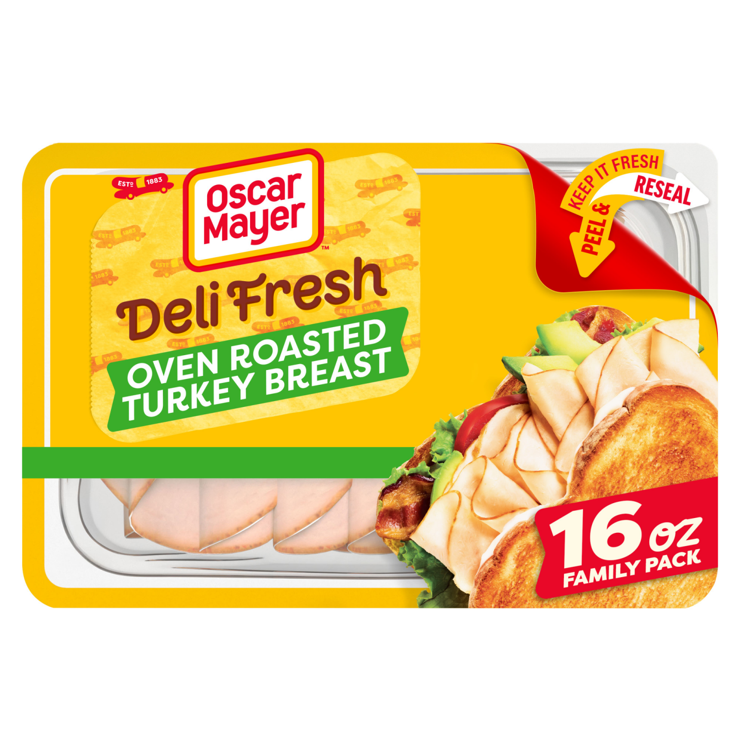 slide 1 of 8, Oscar Mayer Deli Fresh Oven Roasted Sliced Turkey Breast Lunch Meat, 1.0 lb