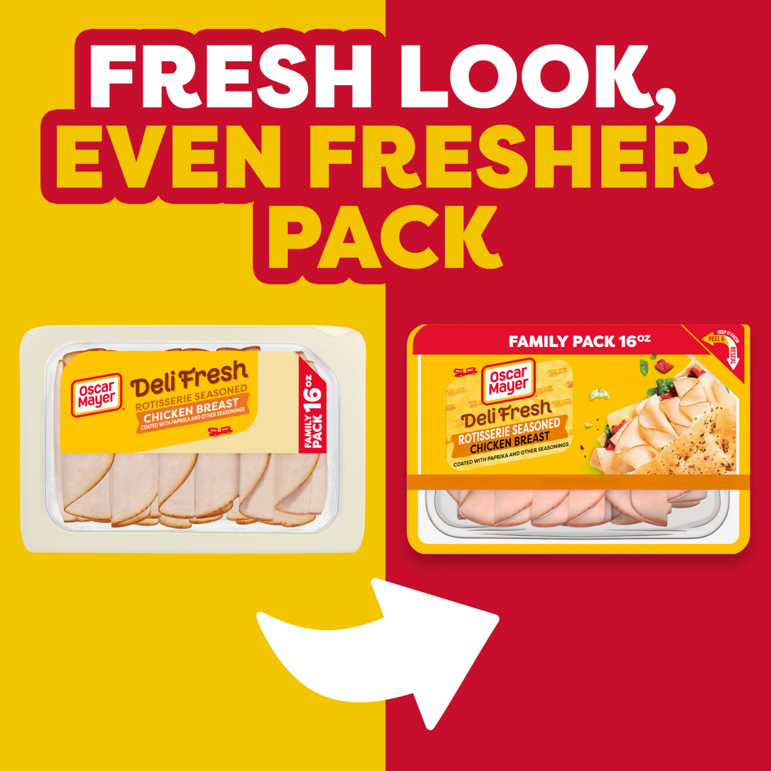 slide 6 of 8, Oscar Mayer Deli Fresh Rotisserie Seasoned Chicken Breast Lunch Meat, 16 oz