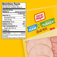 slide 19 of 29, Oscar Mayer Sub Kit with Extra Lean Smoked Ham & Water Product & Extra Lean Smoked Turkey Breast Sliced Deli Sandwich Lunch Meat 28 oz Pack, 28 oz