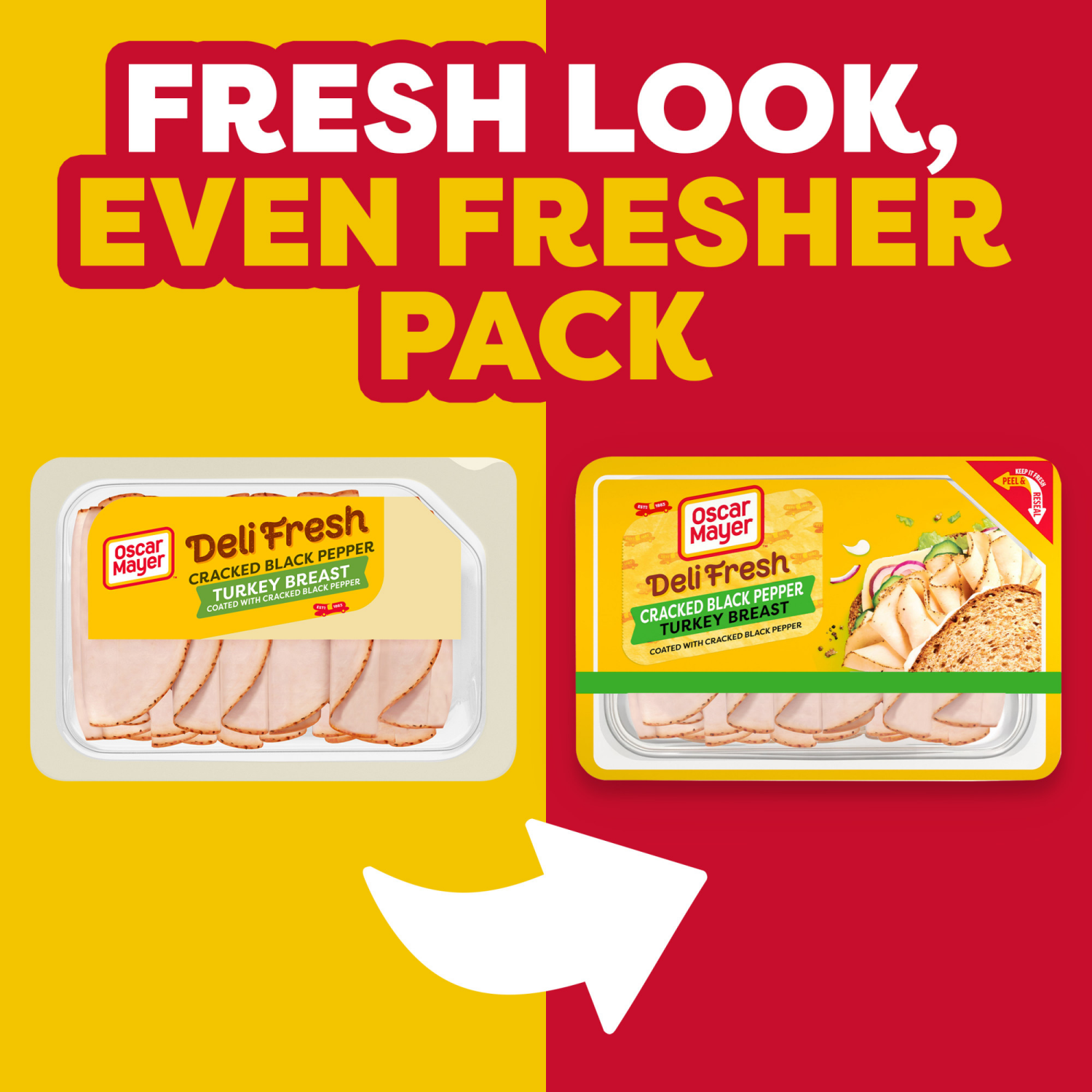 slide 6 of 8, Oscar Mayer Deli Fresh Cracked Black Pepper Sliced Turkey Breast Deli Lunch Meat, 8 oz Package, 8 oz