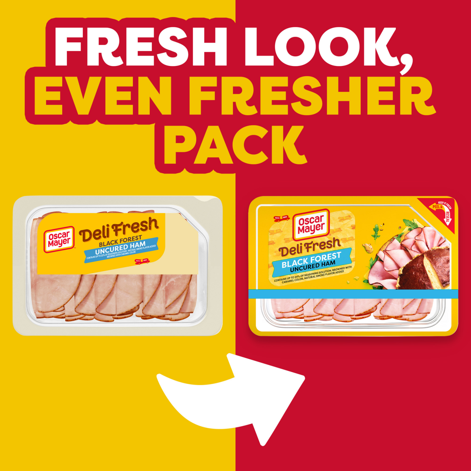slide 6 of 8, Oscar Mayer Deli Fresh Black Forest Uncured Ham Sliced Lunch Meat, 9 oz. Tray, 9 oz