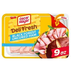9 Oz Pack: One 9 Oz Pack Of Oscar Mayer Deli Fresh Black Forest Uncured Ham // Oscar Mayer Ham: Made With 100% Ham // Stays Better Longer: Peel & Reseal Packaging - Our Fully Resealable Lid Ensures Maximum Freshness