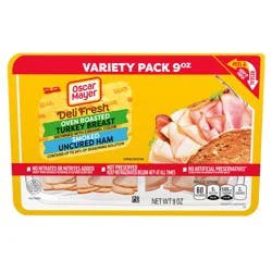 Oscar Mayer Deli Fresh Oven Roasted Turkey Breast And Smoked Uncured Ham, 9 Oz Variety Pack