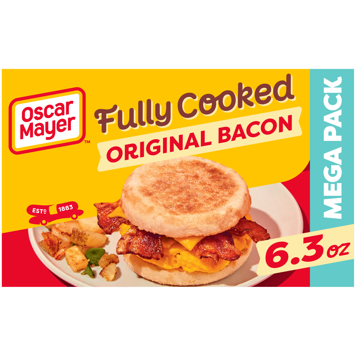 slide 1 of 29, Oscar Mayer Original Fully Cooked Bacon Mega Pack, 6.3 oz Box, 23-25 slices, 6.3 oz