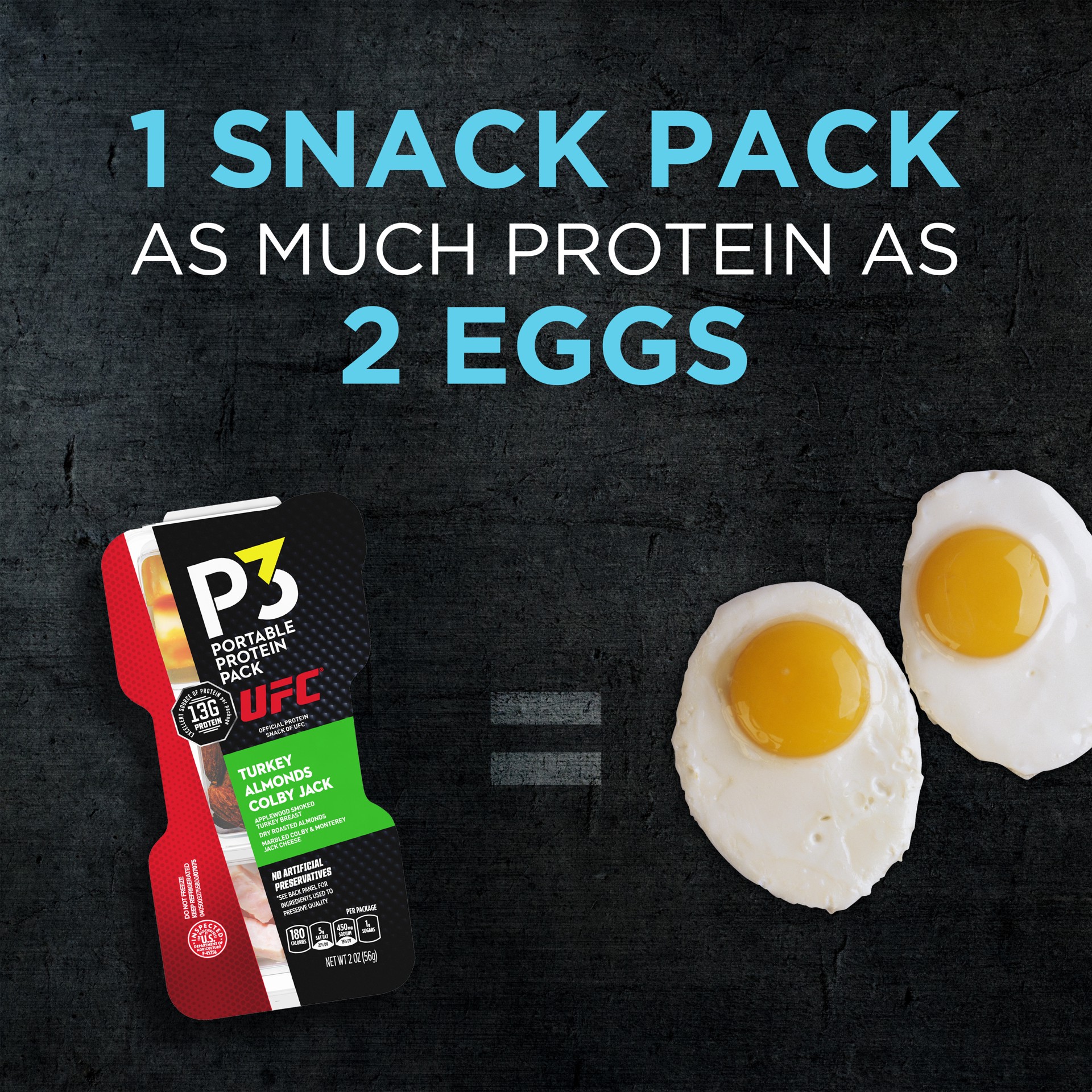 slide 13 of 14, P3 Portable Protein Snack Pack with Turkey, Almonds & Colby Jack Cheese Tray, 2 oz