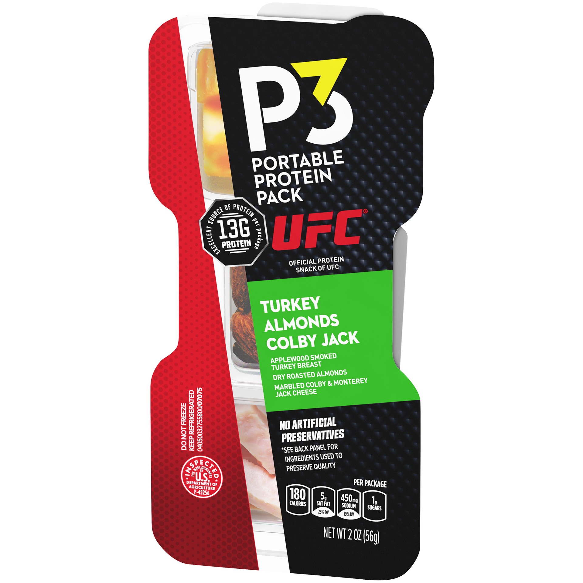 slide 11 of 14, P3 Portable Protein Snack Pack with Turkey, Almonds & Colby Jack Cheese Tray, 2 oz