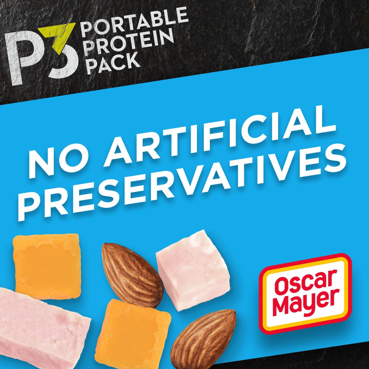 slide 21 of 29, Oscar Mayer P3 Portable Protein Snack Pack with Ham, Almonds & Cheddar Cheese, for School Lunch or Easy Snack Tray, 2 oz